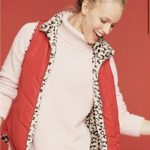 Maurices Vest Reversible Leopard Animal Print/Red  Small-NWT